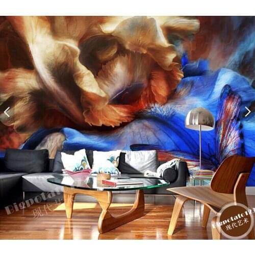 Custom retro wallpaper. Blue butterflies and flowers for the living room hotel restaurant ceiling background wall wallpaper