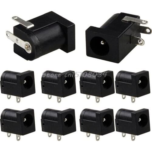 10Pcs 5.5 x 2.1mm DC Power Supply Socket Female Jack Plug Port Connector Black S08 Wholesale&DropShip
