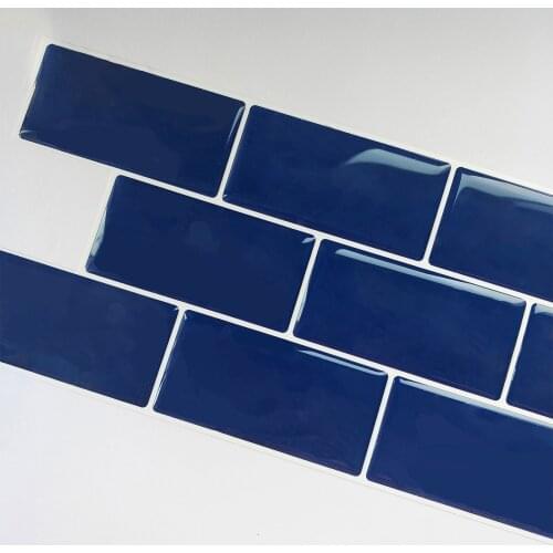 Self Adhesive Waterproof 3D Wall Sticker/Panel for Kitchen Bathroom Vinyl Peel And Stick Splashback Tile Blue Stickers