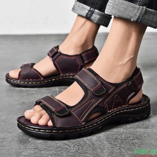 Brand Mens Gladiator Sandals Summer Leather Mens Sandals Comfortable Outdoor Mens Wading Shoes Simple Design Mens Style Shoes