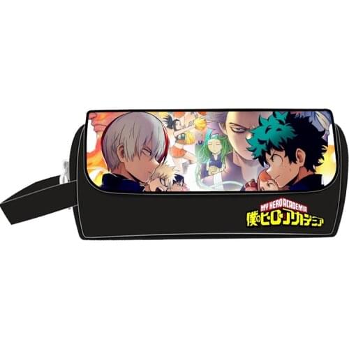 My Hero Academia School Stationery Bags Kawaii Pencil Case Double Zip Coin Change Bags Organizer for Cosmetics Nylon Pen Bag