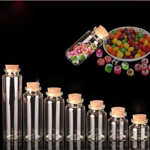 20PCS 10ml~55ml glass Bottle Small Empty Clear Cork Glass Bottles Vials Wedding Holiday Decoration Storage Glass Gork Jar S027C