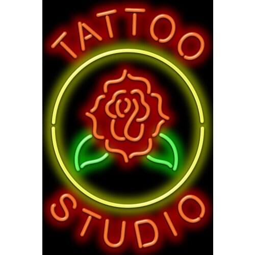 Decorative Light Tattoo Studio Flowers Neon Bulb Light Advertise shop room Beer Bar Lamp Decorate Shop Handmade Art glass Tube