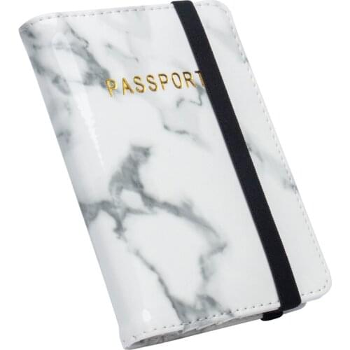 Advanced white marble pattern complex PU Leather Passport Cover with bandage Passport holder Travel Wallet Credit Card Holder