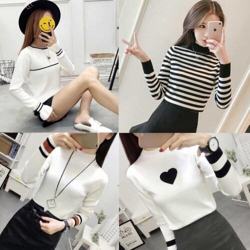 Woman Sweaters Chandails Womens Knitted Long-Sleeved Autumn Winter Pullover Top Slim-Fit round Neck Sweater