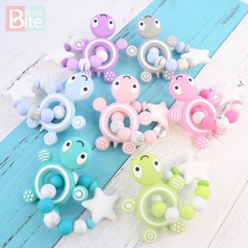 Bite Bites 1PC Silicone Baby Teether Turtle Bracelet Food Grade Silicone Care Product Making BPA Free Baby Teether For Teeth