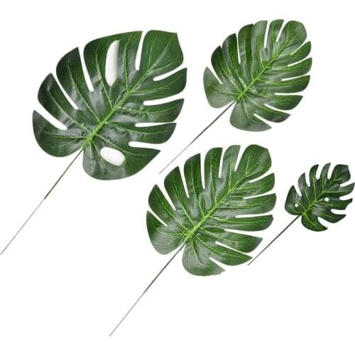 10-12pcs Artificial Tropical Palm Leaves Simulation Leaf for Hawaiian Luau Party Jungle Beach Theme Party Decorations