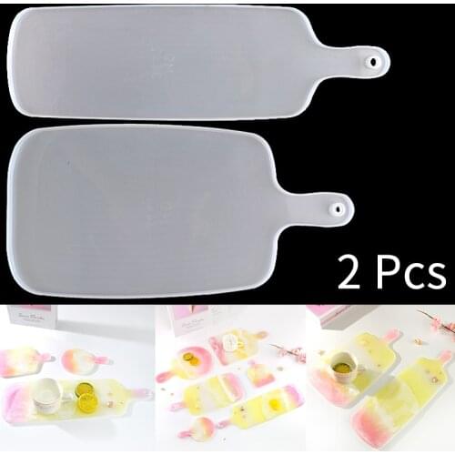 2 Pcs Handle Tray Set Molde Silicona Resina Cutting Board Molds Coaster DIY Epoxy Silicone Resin Mold For Home Desk Craft Tools