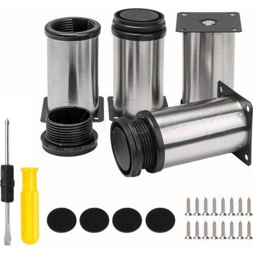 4 Pcs Furniture Cabinet Metal Kitchen Legs Adjustable Stainless Steel