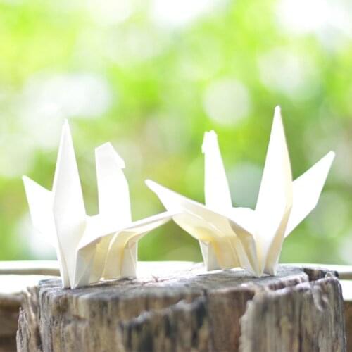 White Folded Origami Paper Crane Premade Handmade Birds Garland for Wedding Party Home Decor Baby Shower Party Favors