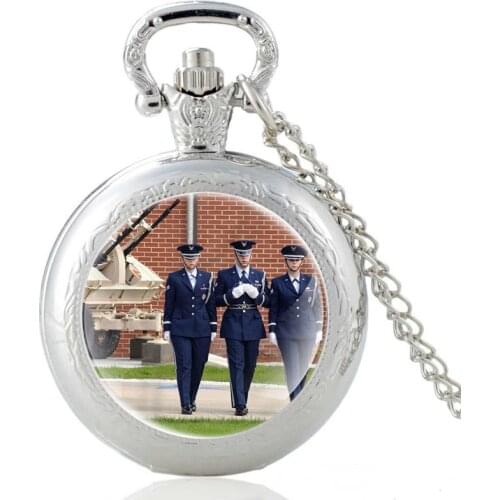 American Soldier Design Vintage Quartz Pocket Watch Men Women Glass Dome Unique Pendant Necklace Hours Clock Gifts