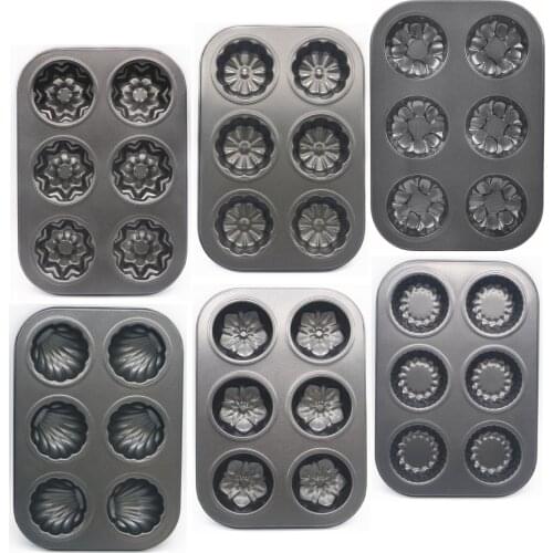 6 Holes Nonstick Baking Pan Carbon Steel Muffin Cup Pan Mold Biscuit Baking Sheet Muffin Tray DIY Cupcake Pan Baking Supplies
