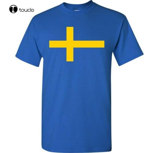Sweden European Flag Basic Cotton T-Shirt - Royal Cotton Tee Shirt