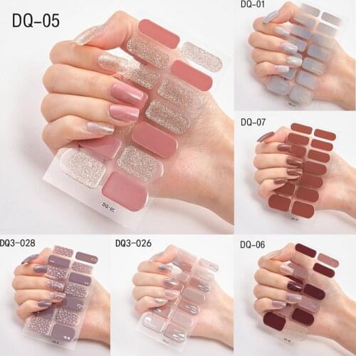 Glitter Gradient Nail Stickers Nail Wraps 14pcs/sheet Full Cover Nail Polish Sticker DIY Self-Adhesive Nail Art Decoration Baby