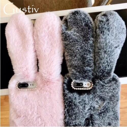 Luxury Fluffy Plush Rabbit Cover For Samsung A10 A20 A30 A40 A50 A60 A70 A90 A20e A10s A20s A30s A40s A50s M10 M20 M30 M30s Case