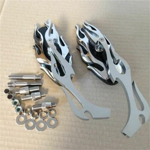 Black Chrome Motorcycle Flame Style Rearview Mirror for Honda Kawasaki Suzuki Yamaha Motorbike Scooter Side Mirrors