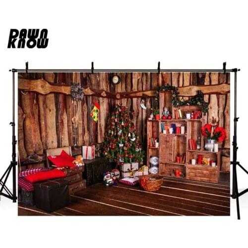 DAWNKNOW Vinyl Photography Background Christmas Theme Wood In house New Fabric Polyester Backdrops For Photo Studio Props ST514