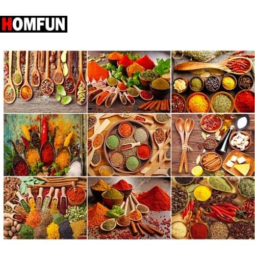 HOMFUN 5D DIY Full Diamond Embroidery "Tableware seasoning kitchen" Diamond Painting Cross Stitch Rhinestone Home Decoration