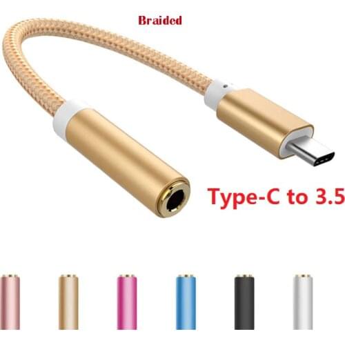 Braided Cable Adapter USB-C Type C To 3.5mm Jack Headphone Cable Audio Aux Cable Adapter for Xiaomi Huawei for Smart Phone