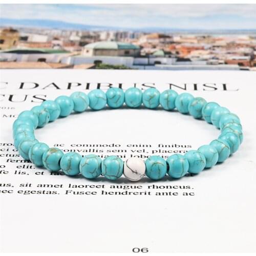 Classic natural stone bead bracelet men turquoises bracelets women 31+1 beads creative gift for lovers best friend Pulsera mujer