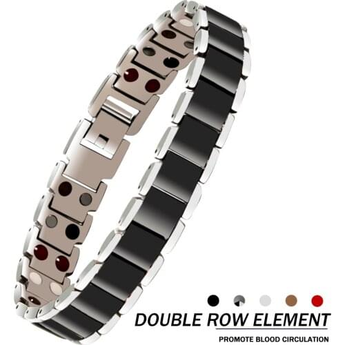Titanium Bracelet Magnetic Therapy Bracelet Man Bracelet Energy Bracelet Black Double row element version Holiday gift Bracelet