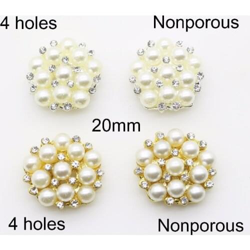 20mm 10pcs/lot Alloy pearl rhinestone button,Girls Accessories For Hair Button Invitation