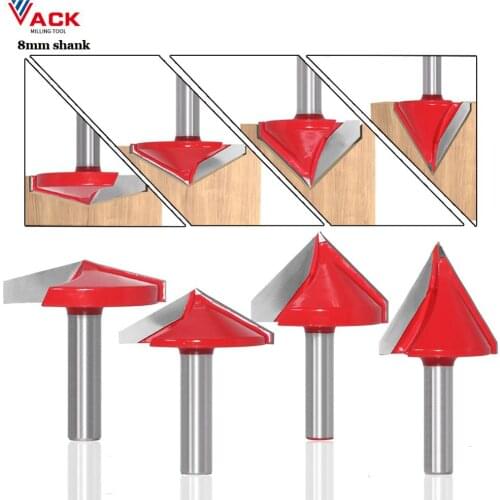 VACK 8mm Shank V Bit Wood Milling Cutter CNC Solid Carbide End Mill 3D Router Bits For Woodworking Milling Tools 60R 90R 120R