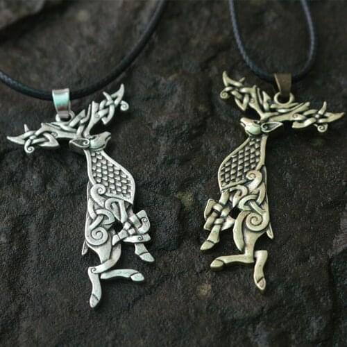 Lanseis 10pcs dropshipping viking deer pendant men necklace jewelry celt deer pendant