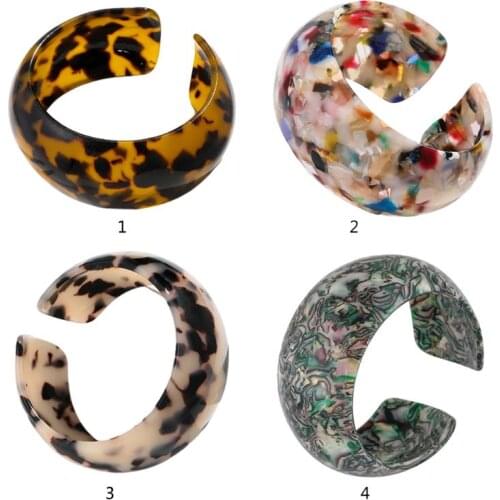 Fashion Leopard Bangle Acetate Plate Opening Wide Cuff Bracelet Women Jewelry Gift Decorations