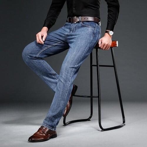 2021 Spring and Autumn New Mens smart stretch jeans Business fashion mens regular denim trousers Large size 29-40