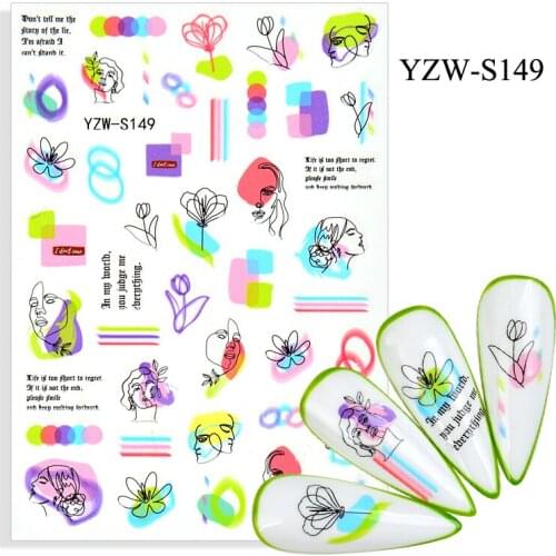 3D Stickers for Nails Spring Summer Self-adhesive Sticker Flowers Line Graffiti Face Nail Art Decorations Nail Foil Accessories