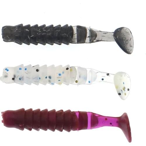 15pcs Soft 5cm/1.5g T-Tail Soft Plastic Maggot Grubs Bait Artificial Panfish Crappie Trout Crankbait Soft Baits Fishing Lure