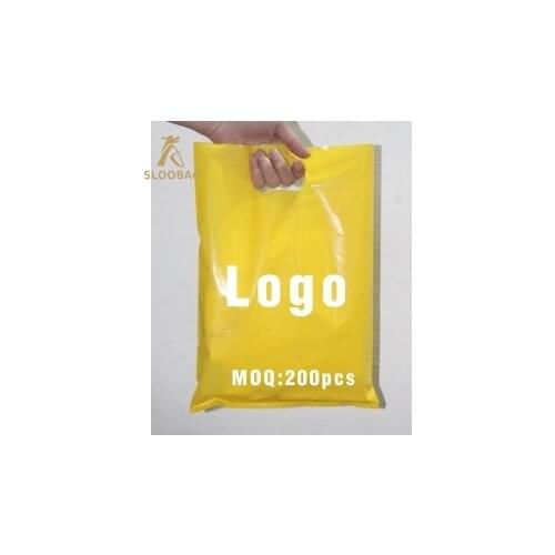 Custom shopping printed logo handle plastic gift bag/plastic packaging bag for fashion/promotion bag/500pcs