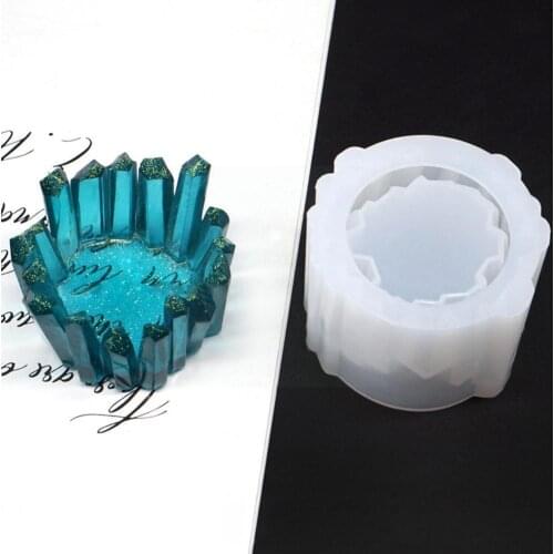 DIY Crystal Epoxy Resin Mold Candle Holder Large Medium Aromatherapy Mirror Candle Mold And Silicone Small Tray U3J2