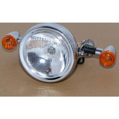Retro Headlight w/ Turn Signals Fork Mount Bracket GN GN 125 Cafe Racer Bobber Motor bikes Metric bikes Cruisers Choppers