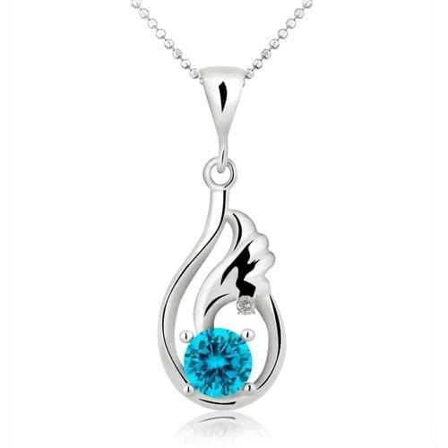 Silver Pendant Wing 0.02 crt. Diamond Blue Elegant Design Quality English Made 2021 GALACC84