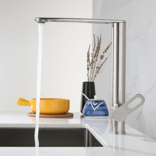 Kitchen Faucet 304 Stainless Steel Single Hole Single Handle 360 Degree Rotatable Cold Hot Water Tap Mixer Basin Sink Faucets