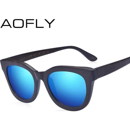 AOFLY Brand Design Bamboo Sunglasses Women Men Polarized Sunglasses Handmade Retro Vintage Oval Frame Goggle Oculos De Sol AF605