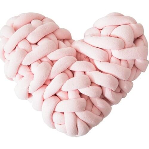 Modern Handmade Heart-shaped Knotted Pillow Cotton Knotted Soft Cushion Photography Photo Props Sofa Home Decor Kids Gift