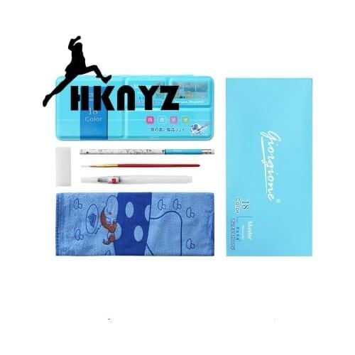 Start season new 24 color solid watercolor pigment powder art painting pigment childrens brush 7 piece set art supplies