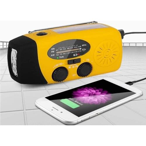 Outdoor flashlight radio, solar hand-cranked power generation, short-wave radio