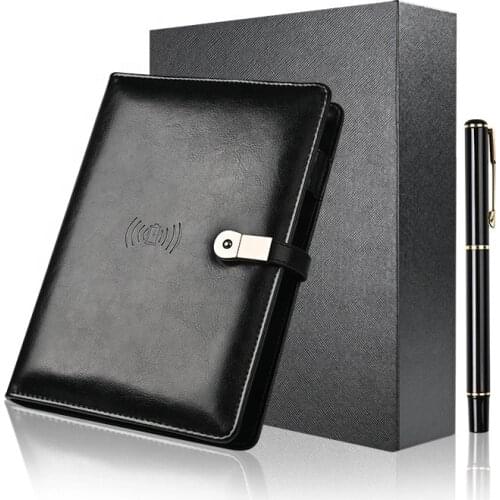 A5 Smart Diary PU Leather 8000mAh Power bank Wireless Charging intelligent Notebook With Video,MP4 Usb Business Student Gifts