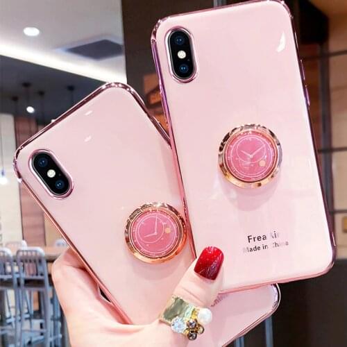 Woman Pink colour Metal Mobile Phone Ring Holder Magnetic Car Bracket Socket Telephone Ring On The Phone Stand For Mobile Phones
