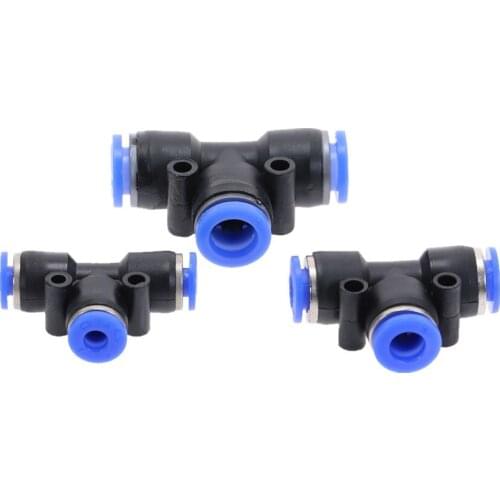 1pc Pneumatic Tracheal Joint Plastic Quick Plug Connector T Type Three-way PE-4/6/8/10/12/14/16mm Pneumatic Pipe Fittings
