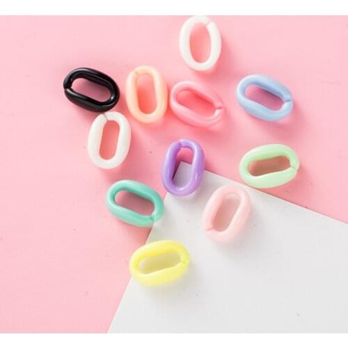10pcs / Lot 11 * 16mm Acrylic Color Plastic Open Chain DIY Jewelry Bracelet Accessories Key Chain Opening Ring