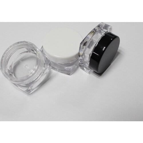 100 PCS 3g transparent jars square jar plastic my bottle black lid jars empty bottle eyeliner eyeshow case