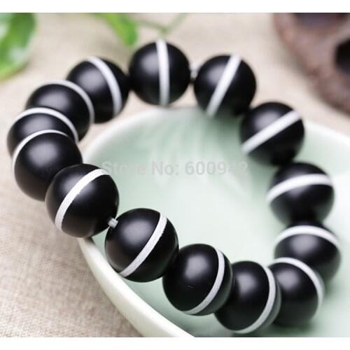 14mm Natural Tibet dzi bead Black white thread Bead bracelet apotropaion Hand Chain