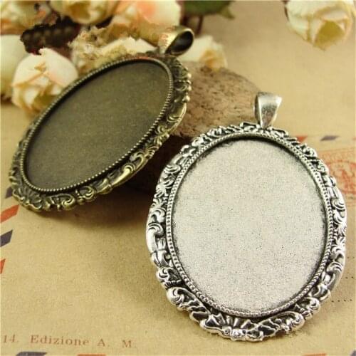 20Pcs/lot Big Cabochon Settings 40*30MM Necklace Pendant Charms Accessories