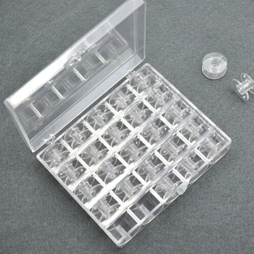 25 Bobbins Sewing Machine Spools 25PCs Clear Plastic With Thread Storage Case Box For Home Sewing Tools Sewing Accessories