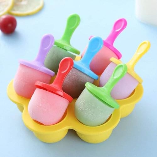 7 Holes Ice Cream Ice Pops Mold Silicone Ice Lolly Tray Popsicle Mold Silicone Food Supplement Box Fruit Shake Accessories